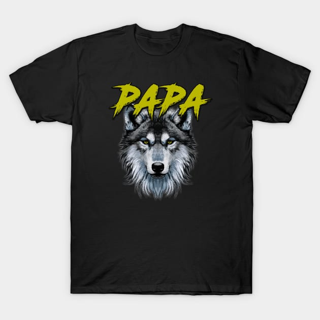 Papa Wolf Hunting Dad T-Shirt by Bricke